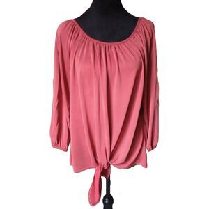 Green Envelope Women's M Rust Modal Blend Blouse With A Tie Feature